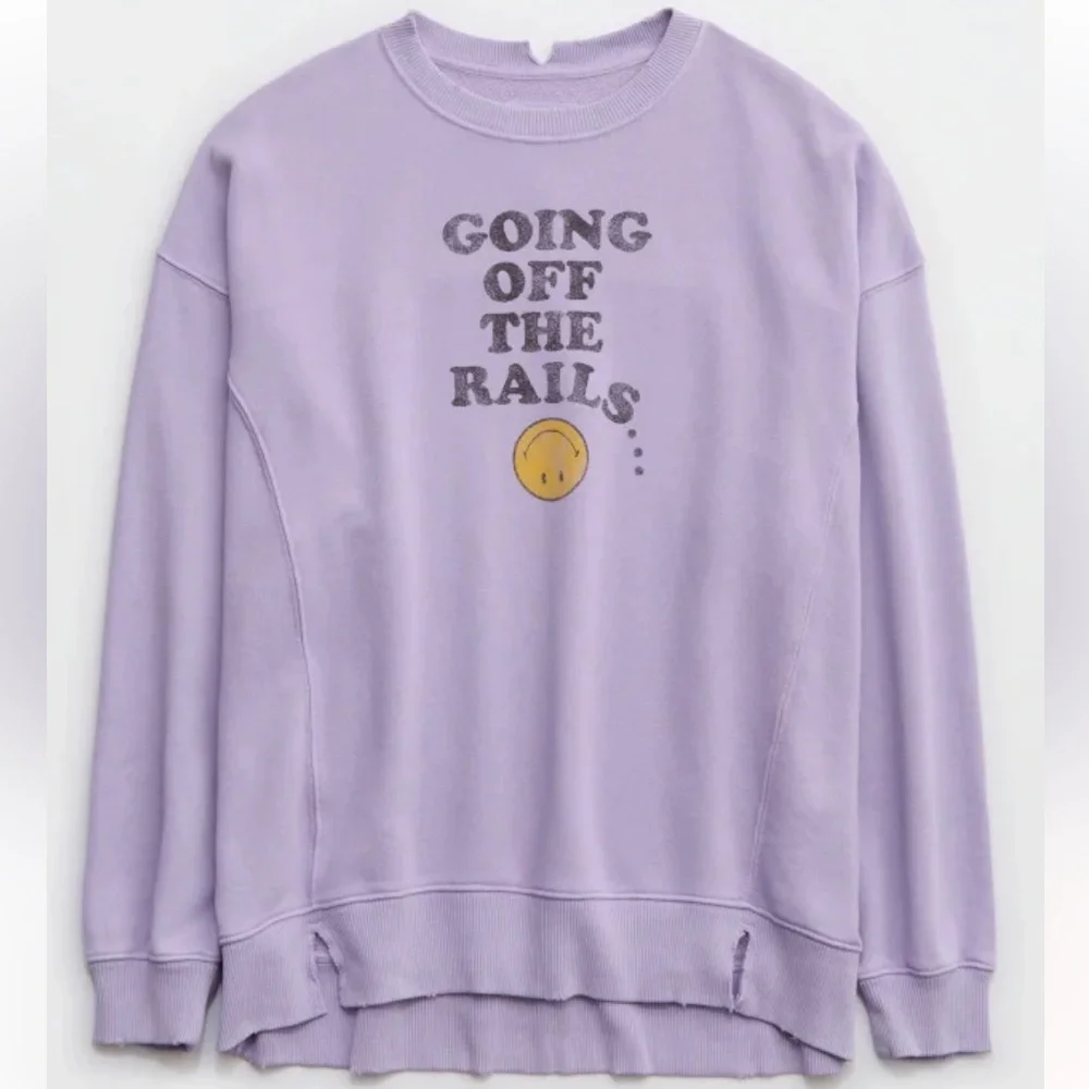 NWT AERIE THE CHILL CREW SWEATSHIRT Lavander size S